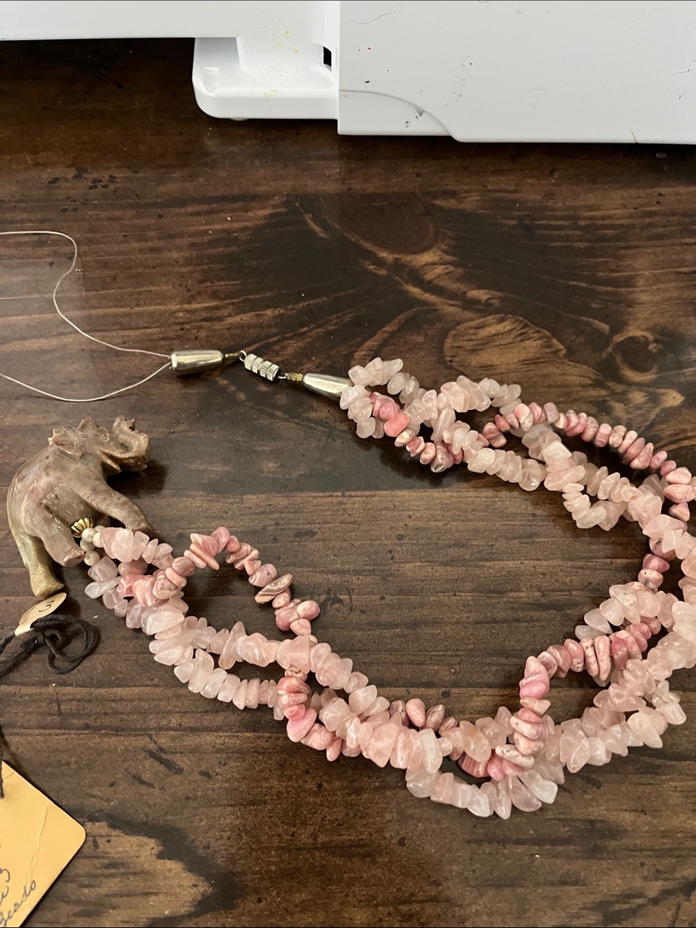 Hand Crafted Pink Multi-Strand Chip Necklace